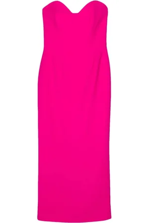 Ilkyaz Ozel Midi Dresses, female, , L, Fuchsia Strapless Dress with Sweetheart Neckline