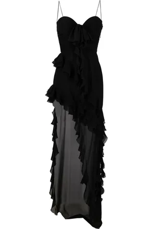 Alessandra Rich Party Dresses, female, , XS, Velvet Deep V-neck Dress with Crystal Buckle
