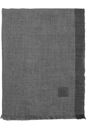 Salvatore Ferragamo Winter Scarves, male, , ONE SIZE, Grey Herringbone Cashmere Silk Scarf