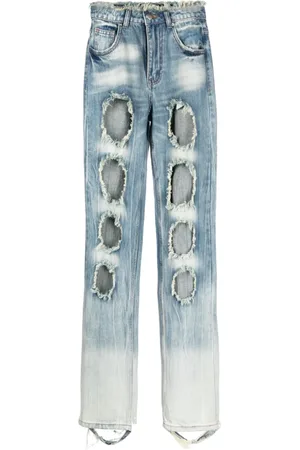 RUI Straight Jeans, female, , M, Distressed Straight-Leg Jeans