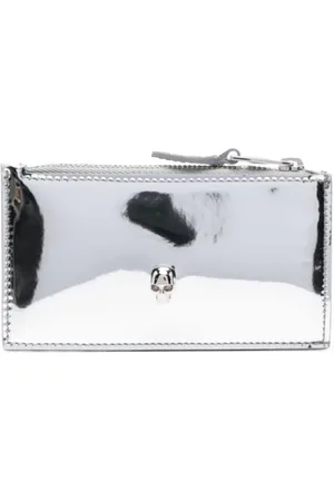 Alexander McQueen Wallets & Cardholders, female, , ONE SIZE, Bold Glamour Leather Wallet with Skull Decoration