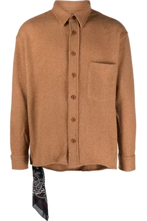 DESTIN Camel Wool Blend Felted Shirt with Scarf Detail