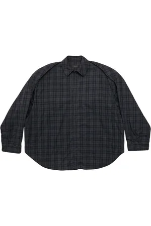 Balenciaga Casual Shirts, male, , M, Stylish Checked-Pattern Long-Sleeve Shirt