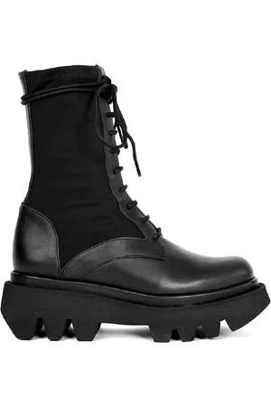 Paloma Barceló Leather Military Boots with Platform Sole