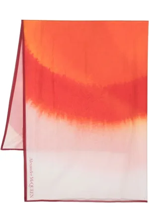 Alexander McQueen Pink Silky Scarf with Contrasting Border and Gradient Effect