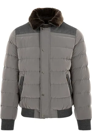 MOORER Down Jackets, male, , M, Quilted Down Jacket with Snap Buttons and Leather Strap