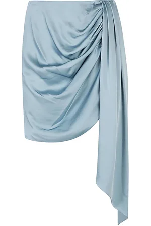 Simkhai Short Skirts, female, , L, Clear Mae Draped Satin Mini Skirt