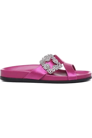 Manolo Blahnik Jewel Buckle Flat Sandals