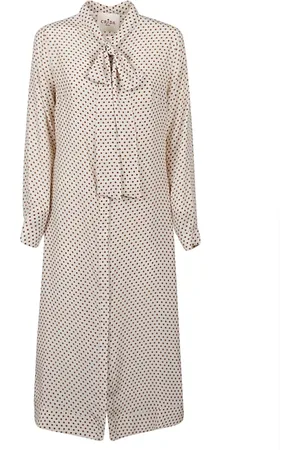 Crida Milano Polka Dot Silk Midi Dress