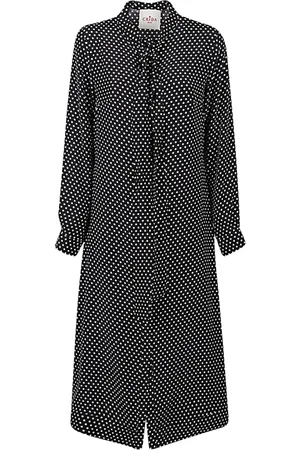 Crida Milano Polka Dot Silk Midi Dress