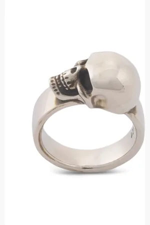 Alexander McQueen Rings, male, , 60 MM, Edgy Side Skull Silver Ring