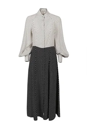 Crida Milano Midi Dresses, female, , L, Polka Dot Silk Midi Dress