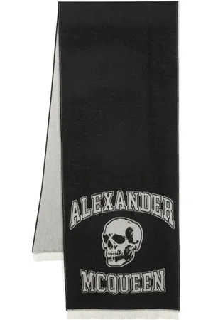 Alexander McQueen Winter Scarves, male, , ONE SIZE, and Gray Logo Scarf