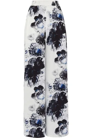 Alexander McQueen Floral Print High-Waisted Trousers