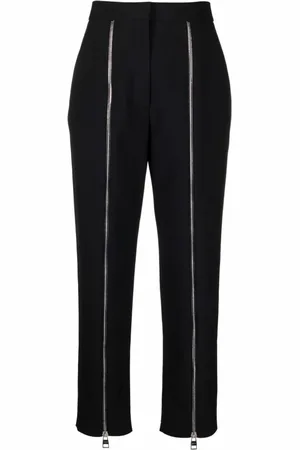 Alexander McQueen Chinos, female, , XS, Tailored Wool Trousers with Decorative Zipper Details