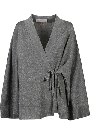 CIRCUS HOTEL Cardigans, female, , XS, Grey Viscose Short Kimono Dress