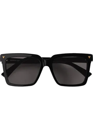 Bottega Veneta Sunglasses, male, , 55 MM, Square Acetate Frame Sunglasses with Gold Metallic Detailing