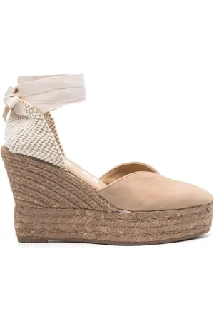 MANEBI Wedges, female, , 8 UK, Braided Raffia Wedge Heel Flat Shoes