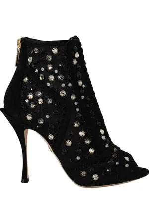 Dolce & Gabbana Heeled Boots, female, , 4 1/2 UK, Crystal Zipper Short Boots