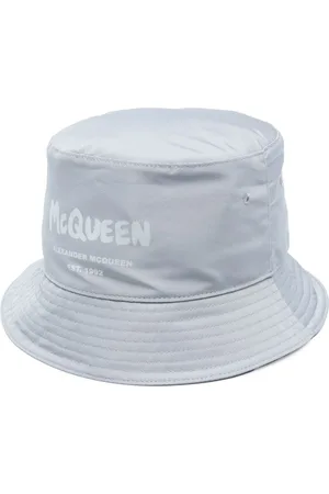 Alexander McQueen Hats, male, , M, Grey Cotton Logo Print Adjustable Hat