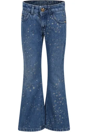 VERSACE Jeans, unisex, , 14 Y, Denim Flared Jeans with Lurex Stars