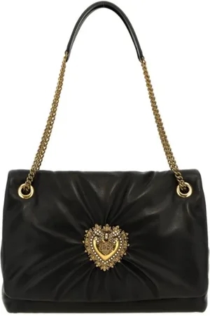 Dolce & Gabbana Shoulder Bags, female, , ONE SIZE, Medium Devotion Bag with Chain Strap and Leopard Print Lining