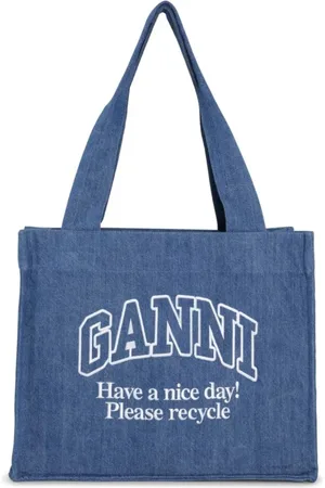 Ganni Tote Bags, female, , ONE SIZE, Large Easy Shopper Denim