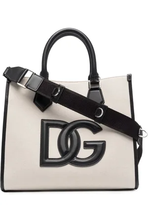 Dolce & Gabbana Tote Bags, unisex, , ONE SIZE, Canvas Shopping Bag with Leather Details