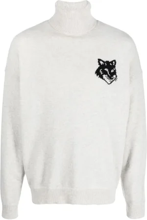 Maison Kitsuné Turtlenecks, male, , L, Fox Head Intarsia Logo Turtleneck Jumper