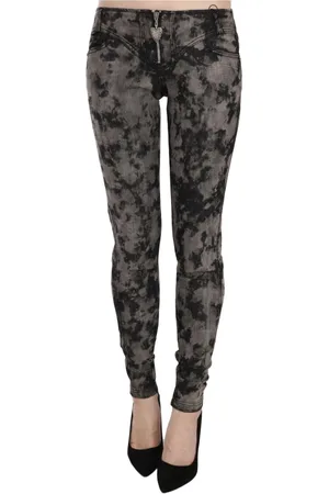Roberto Cavalli Skinny Jeans, female, , W26, Black Gray Faded Low Waist Skinny Denim Jeans Jeans