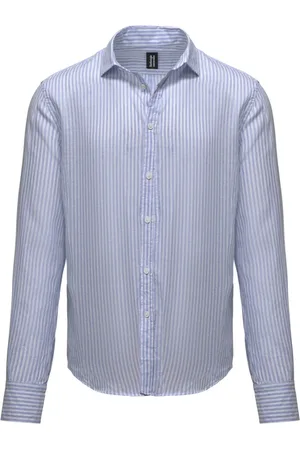 Bomboogie Casual Shirts, male, , 3XL, Striped Linen/Cotton Shirt