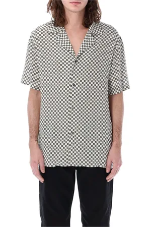 Balmain Short Sleeve Shirts, male, , XL, Mini Monogram Bowling Shirt
