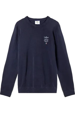 Aeronautica Militare Navy Cotton Crew Neck Jumper
