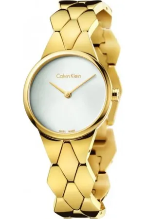 Calvin Klein Elegant Quartz Watch with White Dial and Stainless Steel Strap