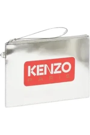 Kenzo Wallets & Cardholders, unisex, , ONE SIZE, Metallic Leather Clutch with Iconic Logo