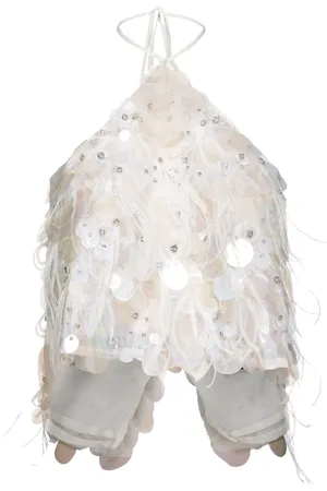 Pinko Sequin Feather Halterneck Top