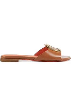 santoni Sliders, female, , 4 UK, Cognac Leather Slippers