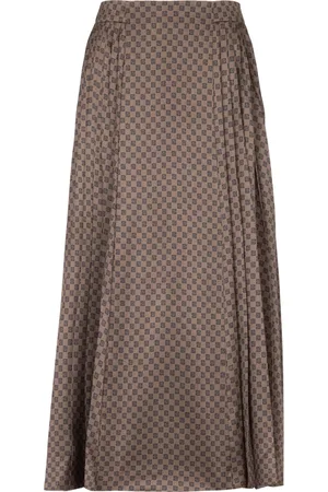 Balmain Midi Skirts, female, , XS, Mini Monogram Pleated Midi Skirt