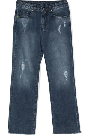 BARROW Jeans, male, , 12 Y, Indigo Ripped Straight-Leg Jeans