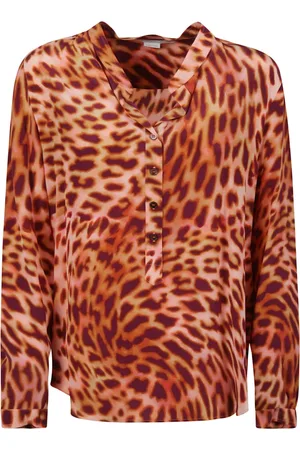Stella McCartney Blouses, female, , 3XS, Cheetah Print Silk CDC Shirt