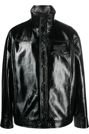 Courrèges Leather Jackets, male, , M, Leather Jacket with Button Closure