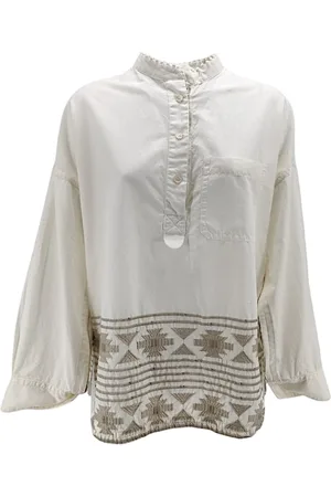 Bazar Deluxe Blouses, female, , XS, Ivory Embroidered Sequin Shirt