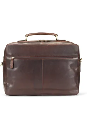 Howard London Dark Leather Laptop Briefcase