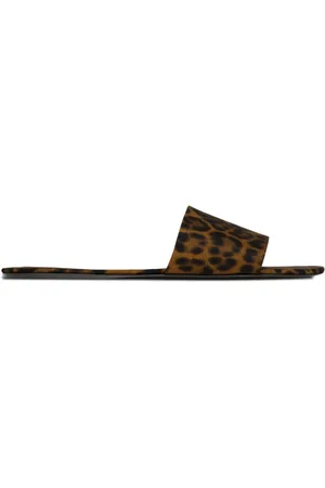 Saint Laurent Sliders, female, , 5 1/2 UK, Carlyle Leopard-Print Flat Sandals