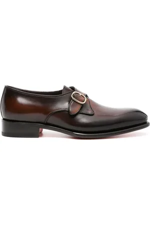santoni Leather Monk Strap Shoes