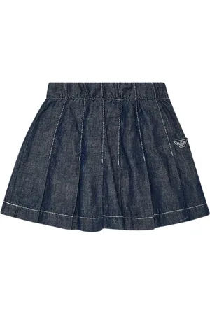 Emporio Armani Skirts, female, , 10 Y, Pleated Cotton Linen Trapeze Skirt