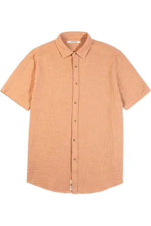 Kestin Aberlady Shirt in Terracotta Textured Cotton