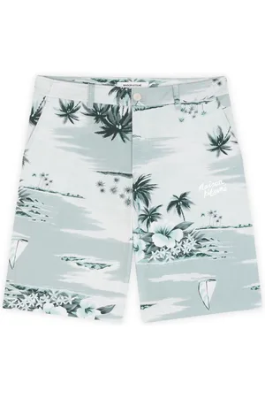 Maison Kitsuné Beachwear, male, , 4XS, Patterned Cotton Board Shorts with Logo