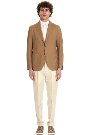 TAGLIATORE Single Breasted Suits, male, , M, Camel Wool Silk Slim Fit Jacket