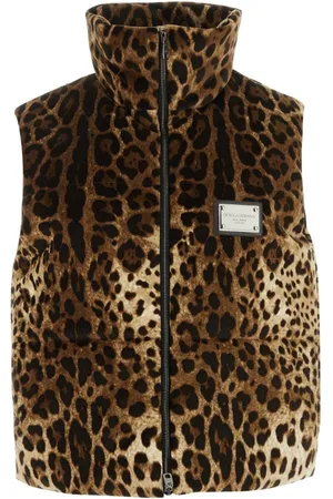 Dolce & Gabbana Vests, female, , XS, Printed velvet sleeveless padded jacket